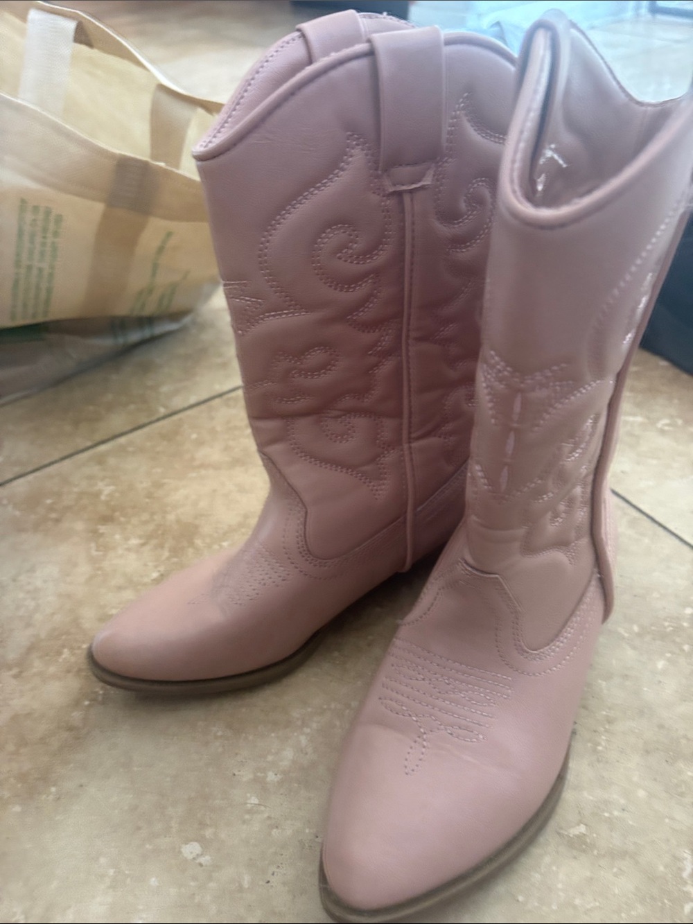 Tucker + Tate Blush Pink Western Lace-Up Cowboy Boots - Picture 3 of 5